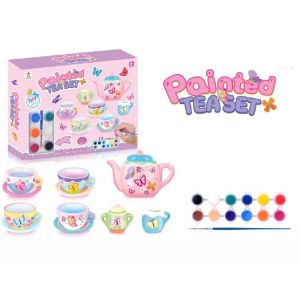 NTOYS Сервиз за чай за оцветяване Painted Tea Set с пеперуди