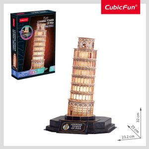 CubicFun Пъзел 3D Leaning Tower of Pisa Night Edition с LED светлини